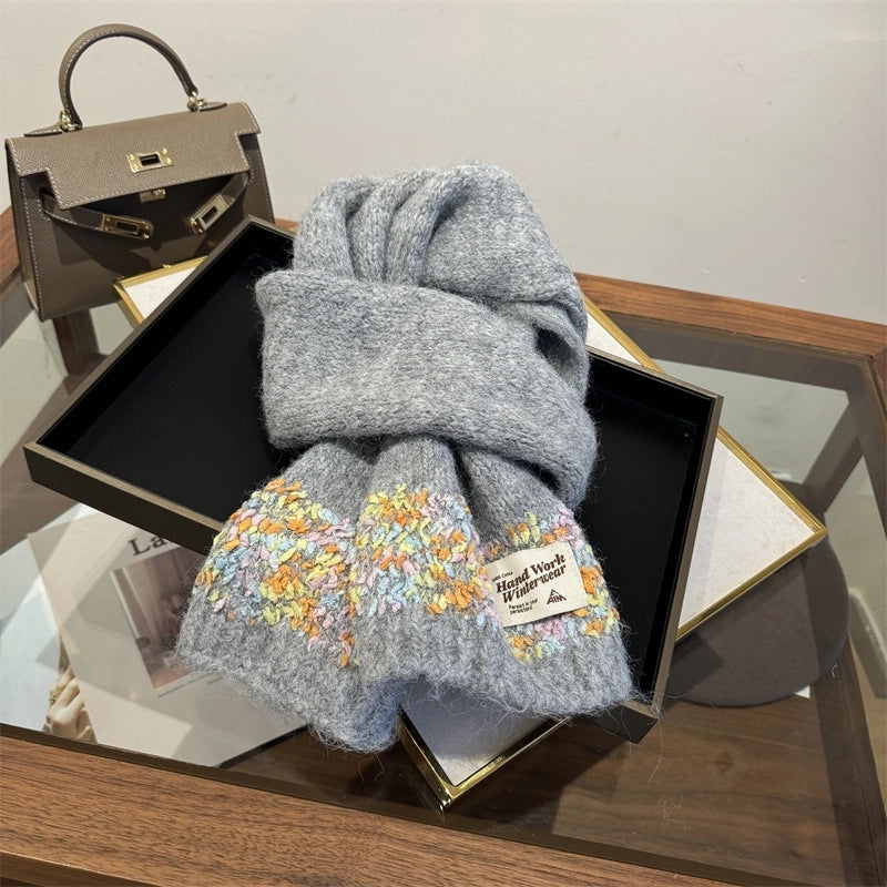 Women's Cute Lady Letter Solid Color Knit Scarf