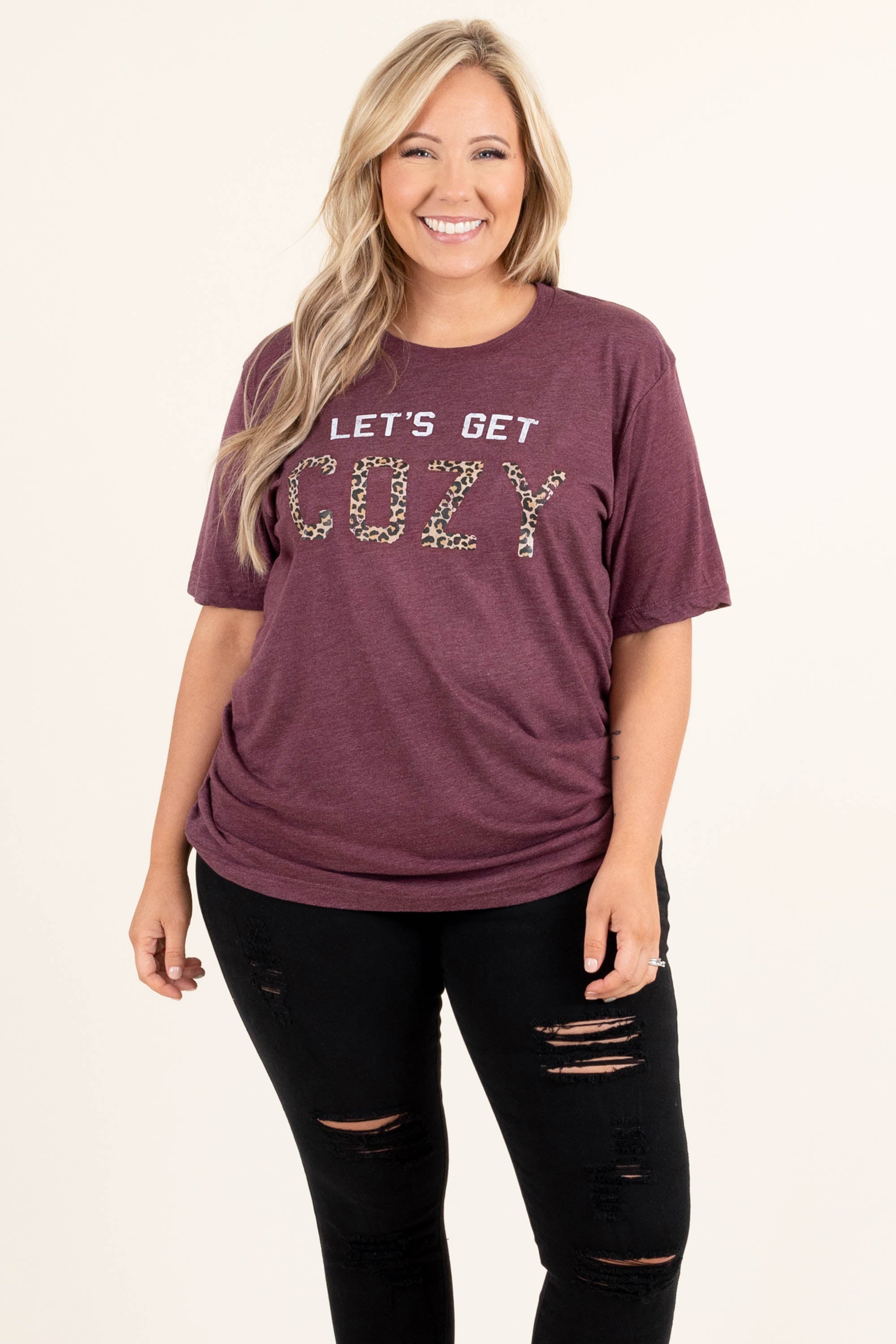 Getting Cozy Tee. Maroon Triblend