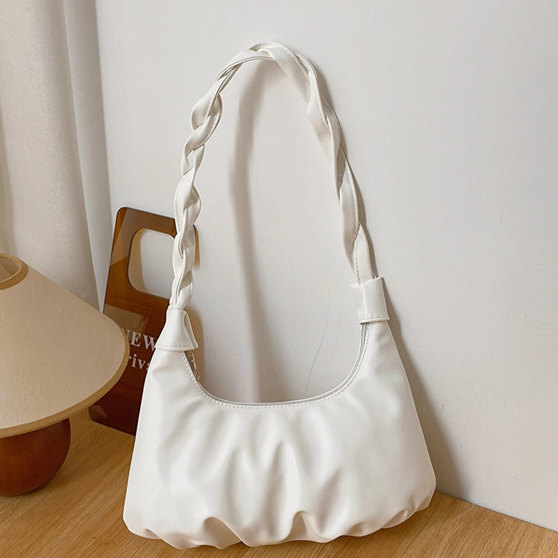 Women's All Seasons Pu Leather Solid Color Elegant Streetwear Pillow Shape Zipper Shoulder Bag Underarm Bag