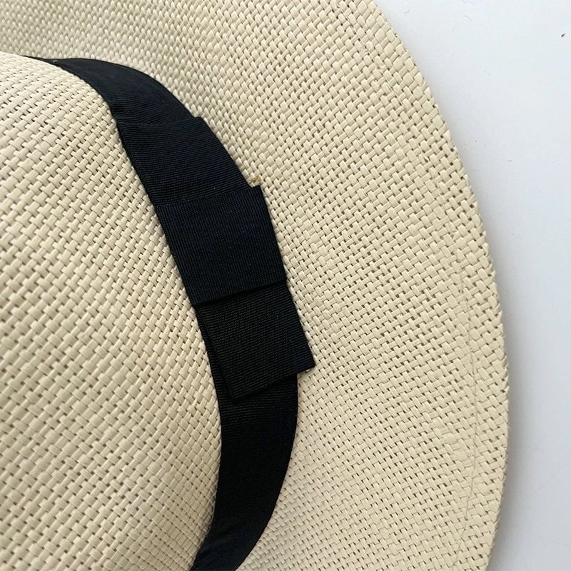 Unisex Minimalist Solid Color Wide Eaves Straw Hat