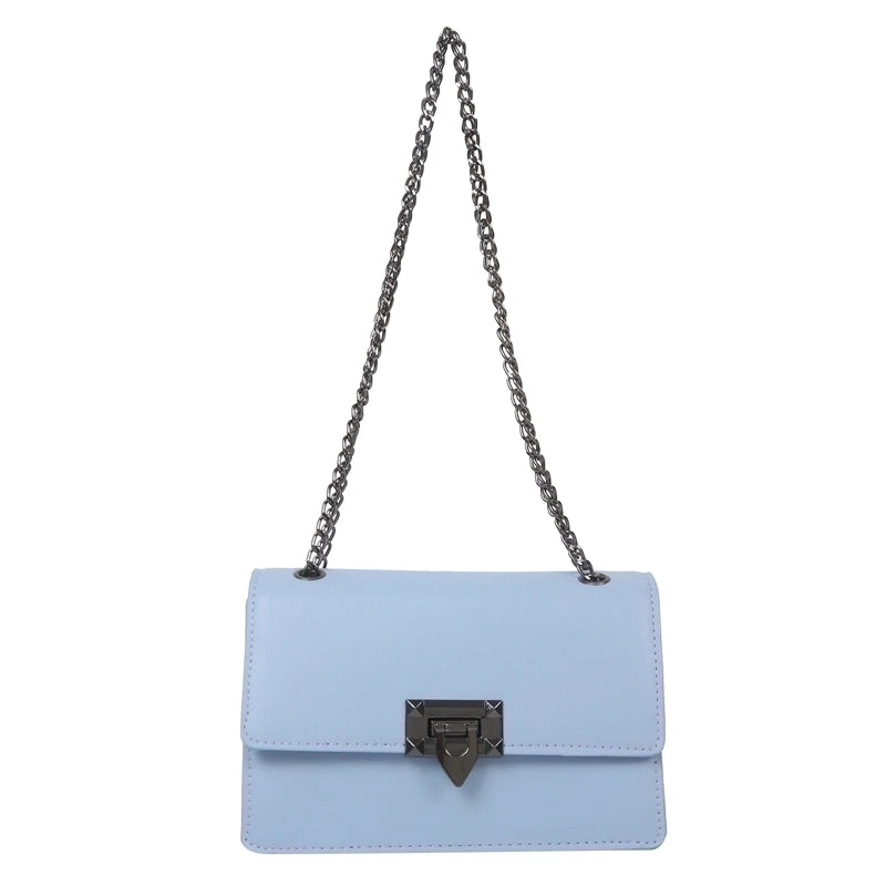Women's Pu Leather Solid Color Classic Style Square Lock Clasp Shoulder Bag Crossbody Bag