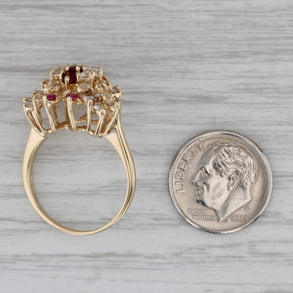 1.30ctw Diamond Ruby Cluster Butterfly Ring 14k Yellow Gold Size 7.5 Cocktail