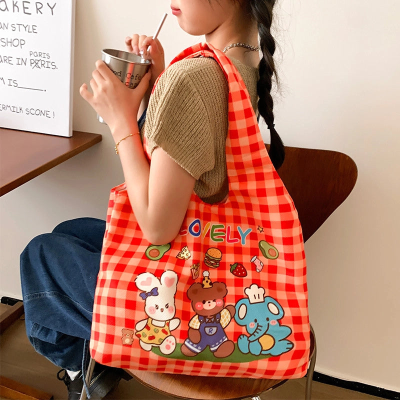 Women's Large Polyester Animal Letter Elegant Cute Streetwear Square Magnetic Buckle Tote Bag