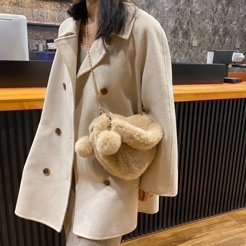 Cute Plush Heart-shaped Shoulder Bag