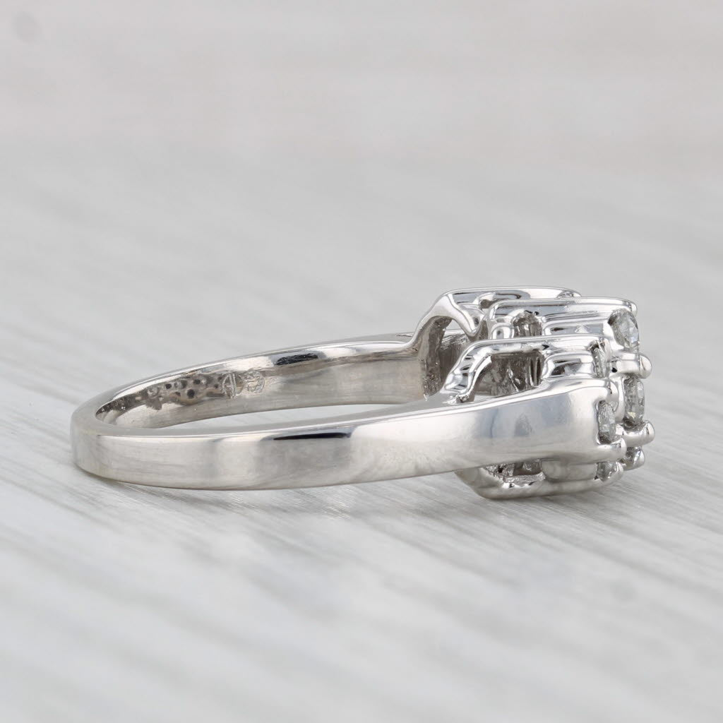 0.59ctw Diamond Flower Clusters Ring 14k White Gold Size 7.25 Engagement