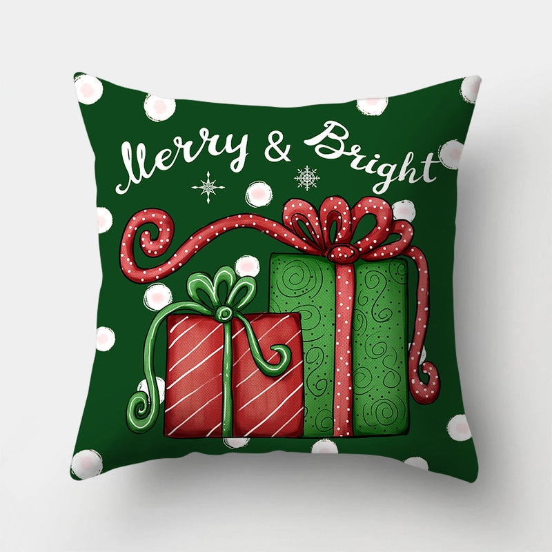Christmas Minimalist Santa Claus Gift Box Snowman Fibre Peach Skin Pillow Cases Couch & Sofa Decor