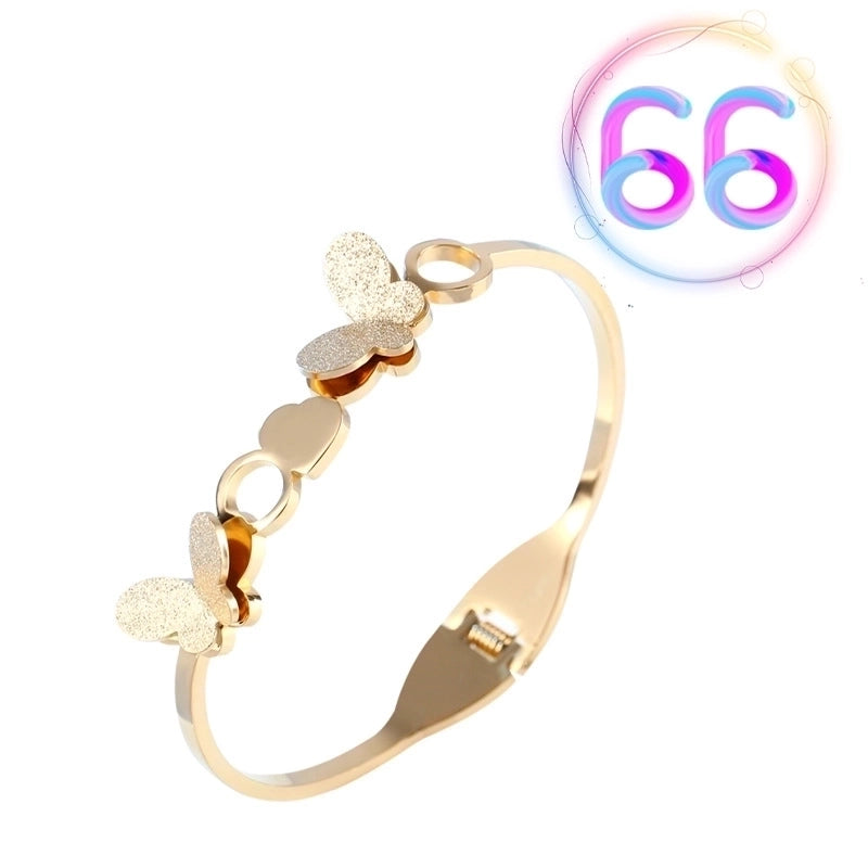 2 Pieces Fashion Geometric Stainless Steel Plating Zircon Bangle