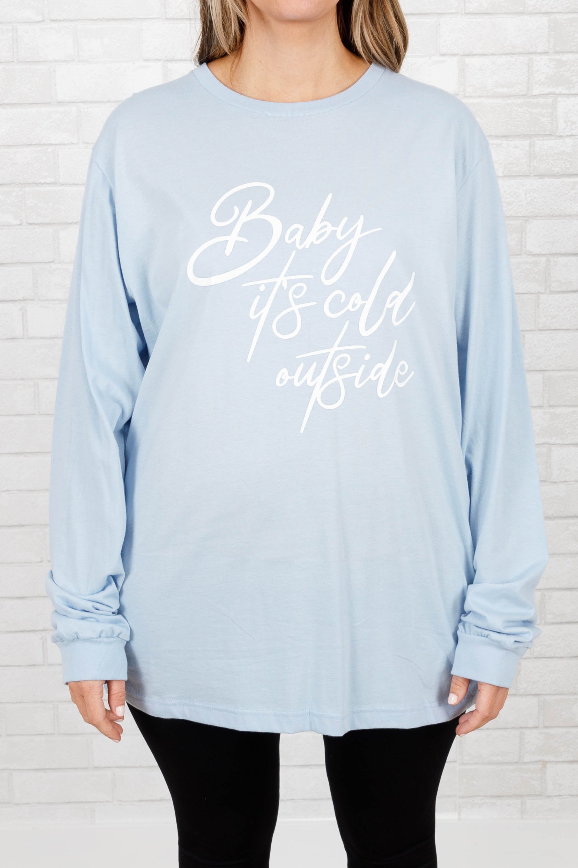 Baby It's Cold Outside Top. Baby Blue