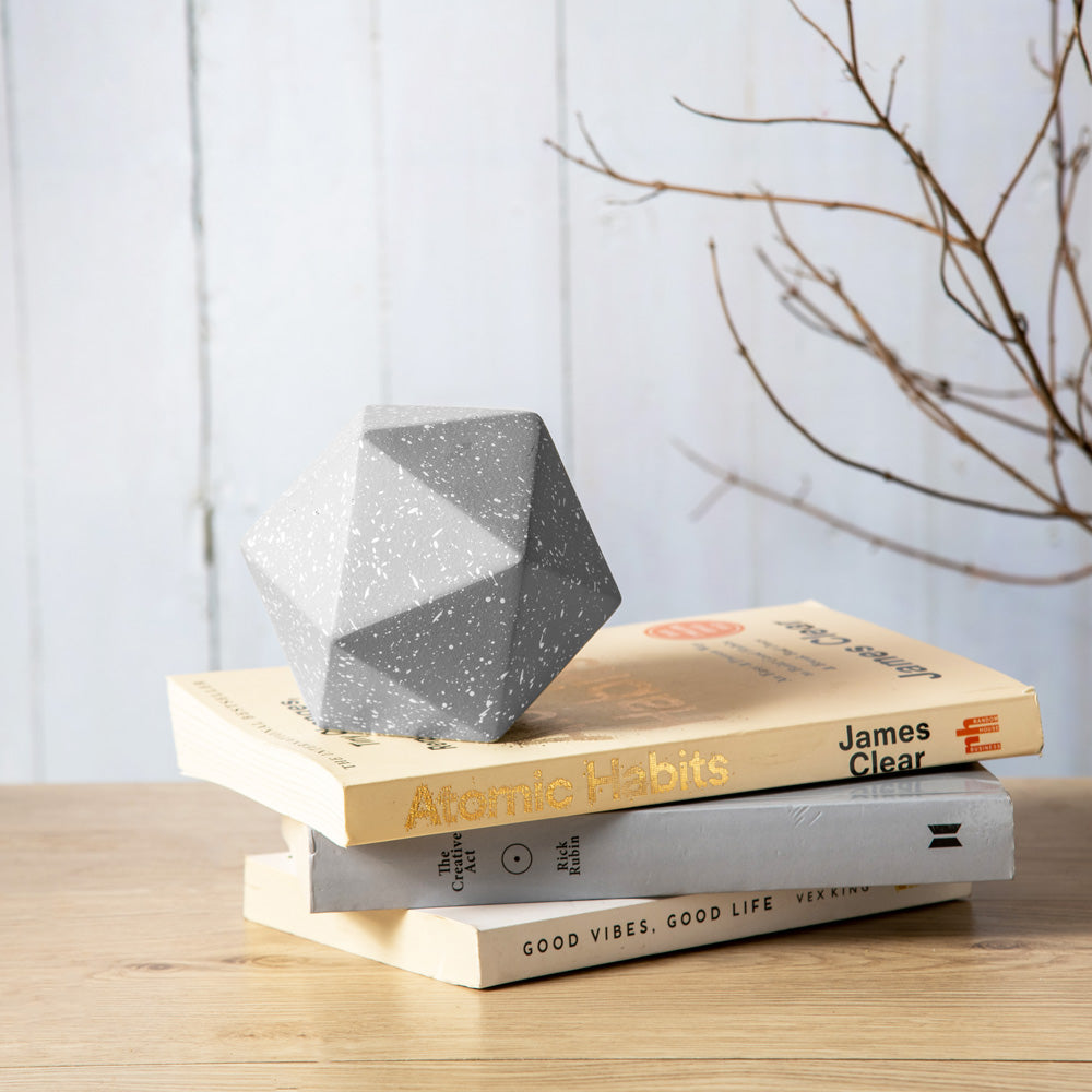 Concrete Geometric Decorative Accent - Speckled Grey