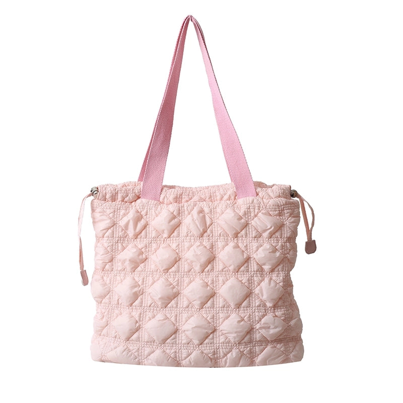 Women's Cotton Solid Color Classic Style String Shoulder Bag