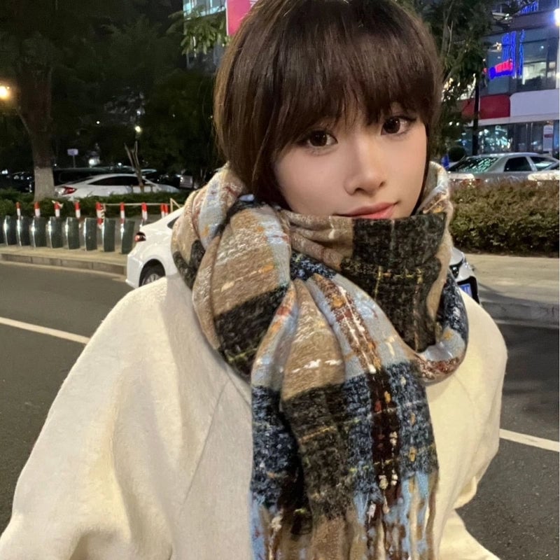 Unisex Sweet Stripe Polyester Knitting Scarf