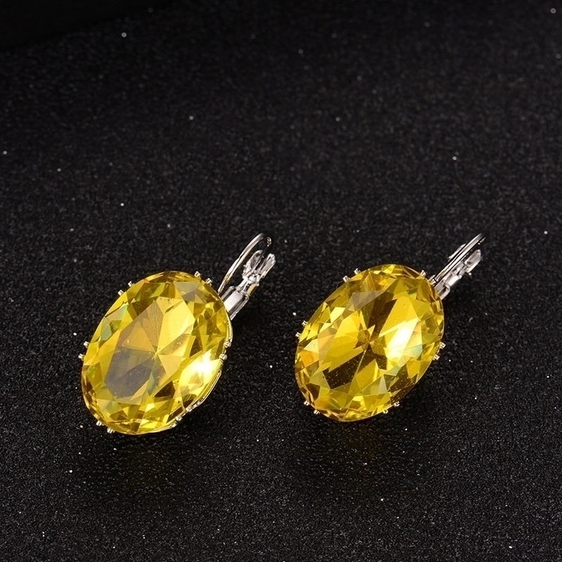 1 Pair Elegant Retro Oval Plating Inlay Copper Zircon Rhodium Plated Earrings