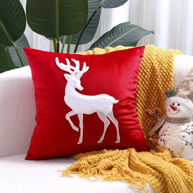 Fashion Christmas Tree Elk Short Plush Pillow Cases