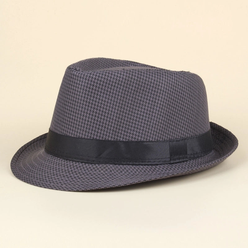 Patch Houndstooth Bowler Hat Style Men's Jazz Hat Gentleman Hat Fashion Casual Hat Plaid Pattern Hat