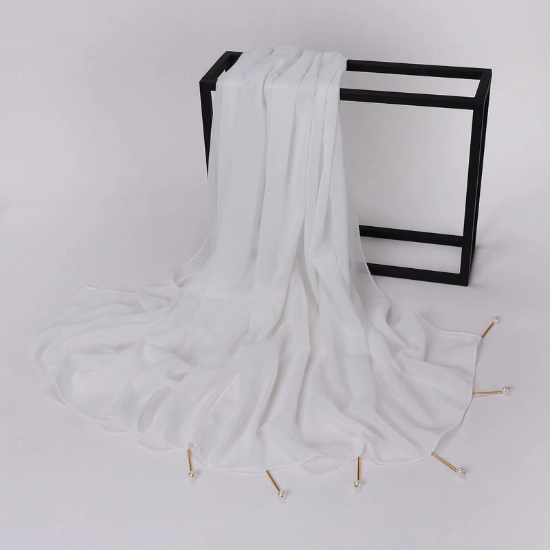 Women's Casual Elegant Sweet Solid Color Chiffon Hijab
