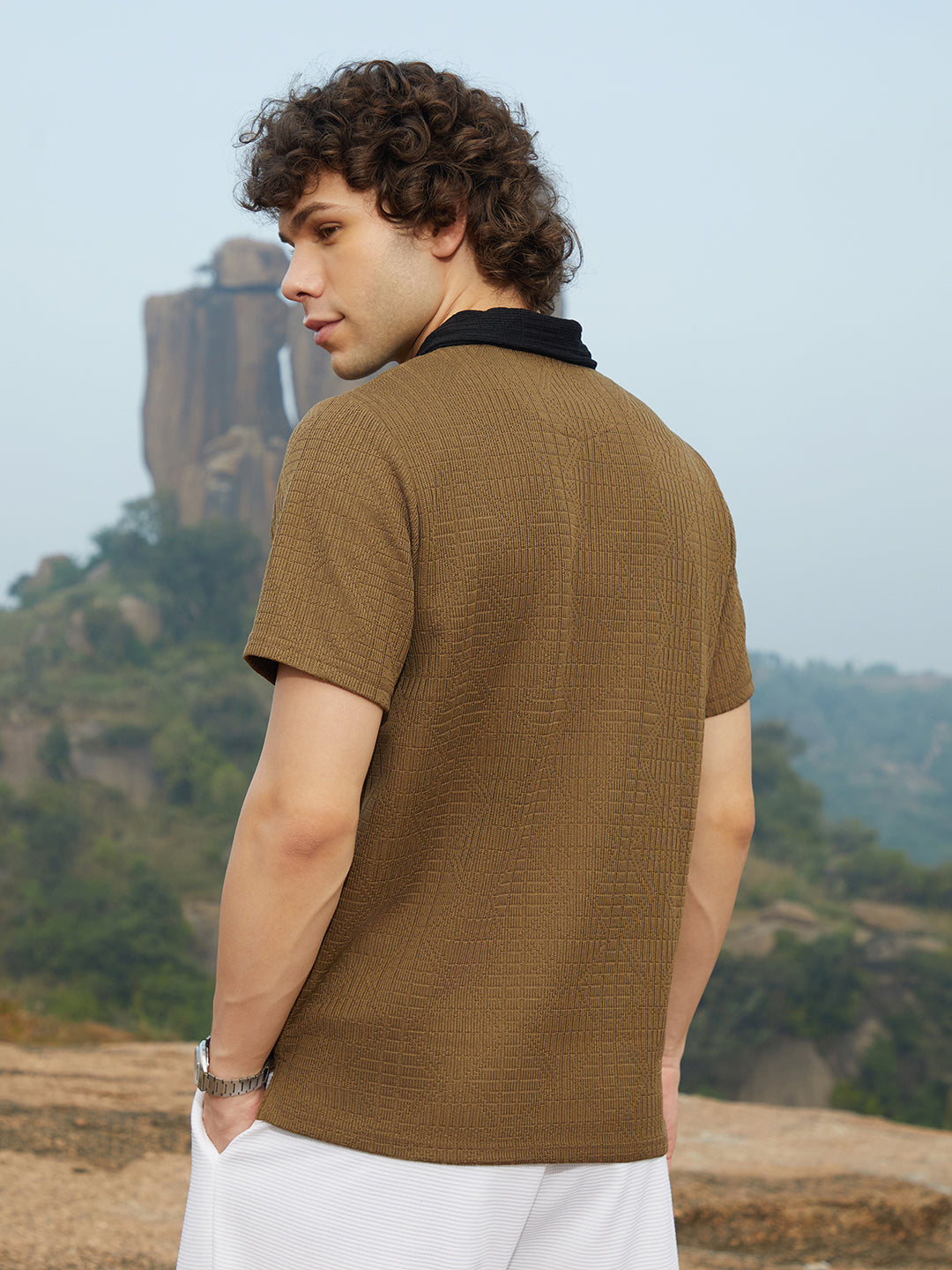 Oblique-Block Polo T-Shirt