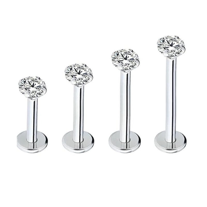 Fashion Rhombus Titanium Steel Plating Zircon Lip Stud
