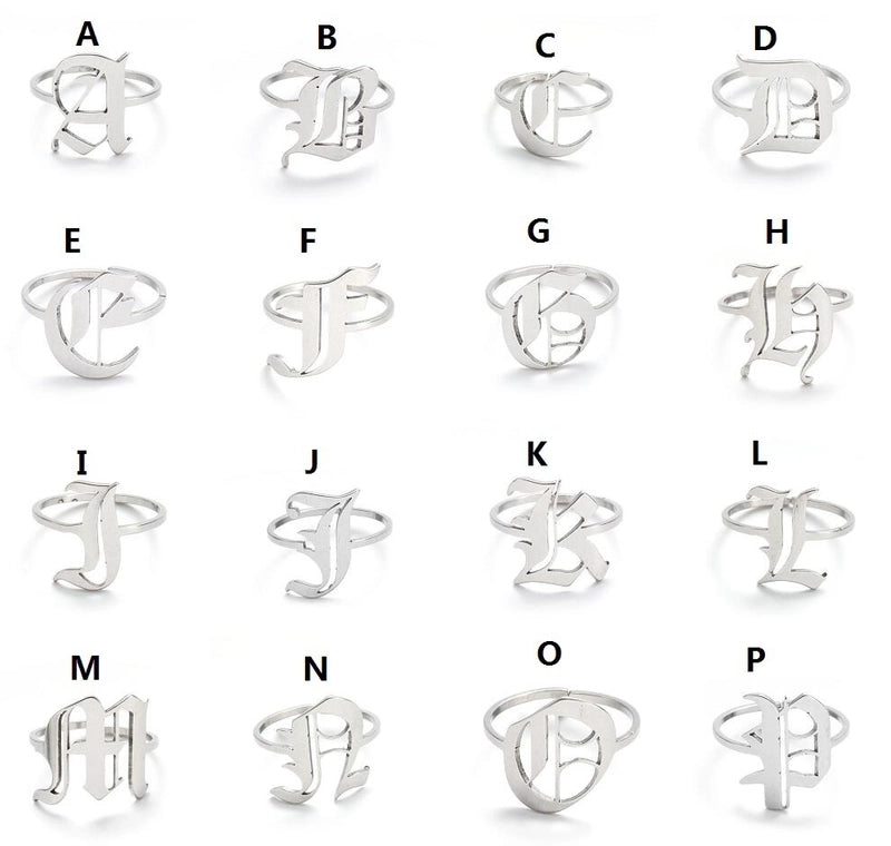 Retro Letter 201 Stainless Steel 18K Gold Plated Rings