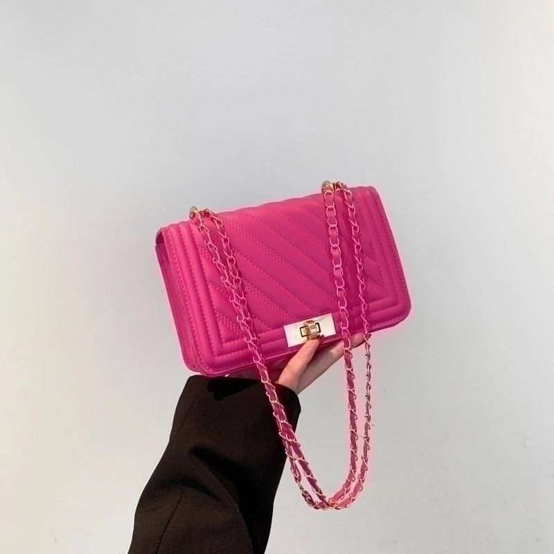 Women's Pu Leather Stripe Elegant Flip Cover Crossbody Bag