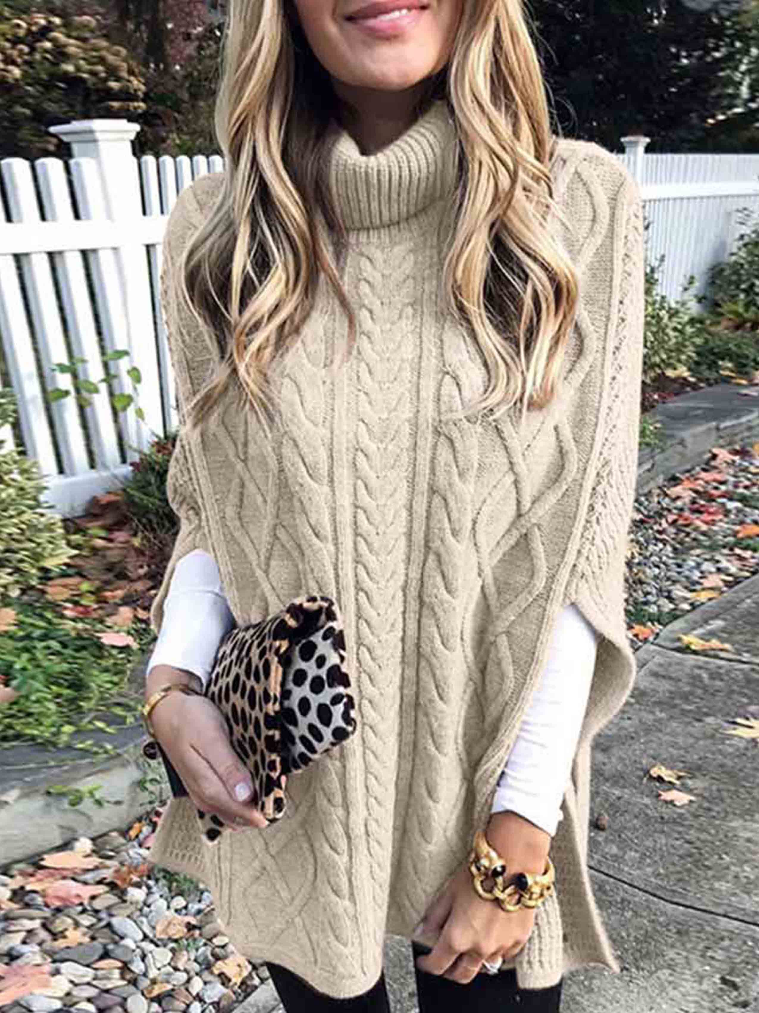 High Neck Loose Knit Sweater
