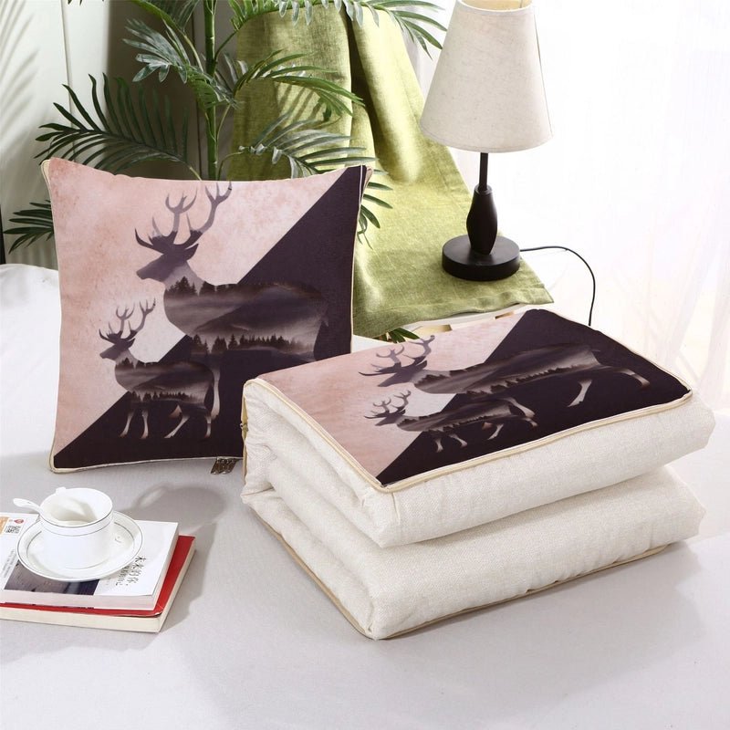 Pillow Quilt Dual-use Two-in-one Four-season Universal Car Thin Cushion Sleeping Blanket Activity Gift Printing