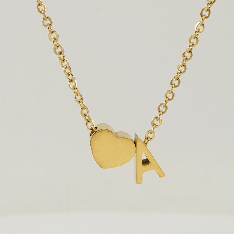Fashion Letter Heart Shape 304 Stainless Steel 18K Gold Plated Gold Plated Stainless Steel Necklaces
