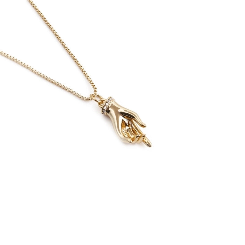 Retro Copper Gold  Plated Palm Necklace