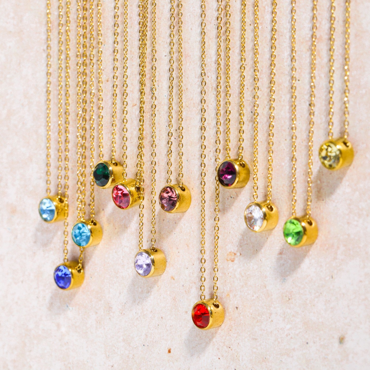 Minimalist Round Geometric Stainless Steel Diamond Inlay Necklaces