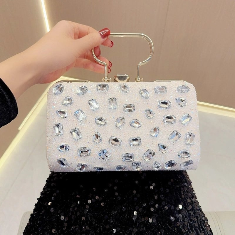 New Diamond-embedded Handbag Full Diamond Clutch Bag Fashion Dress Bag Banquet Bag Evening Bag Shoulder Crossbody Bag