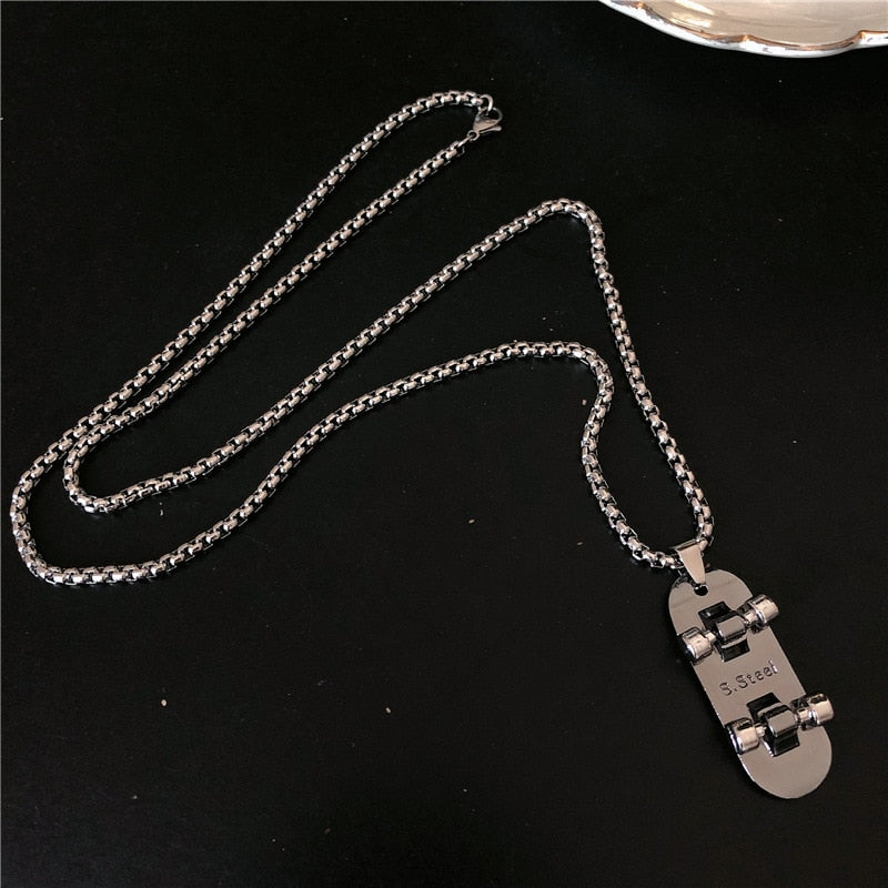 Steel Skateboard Necklace