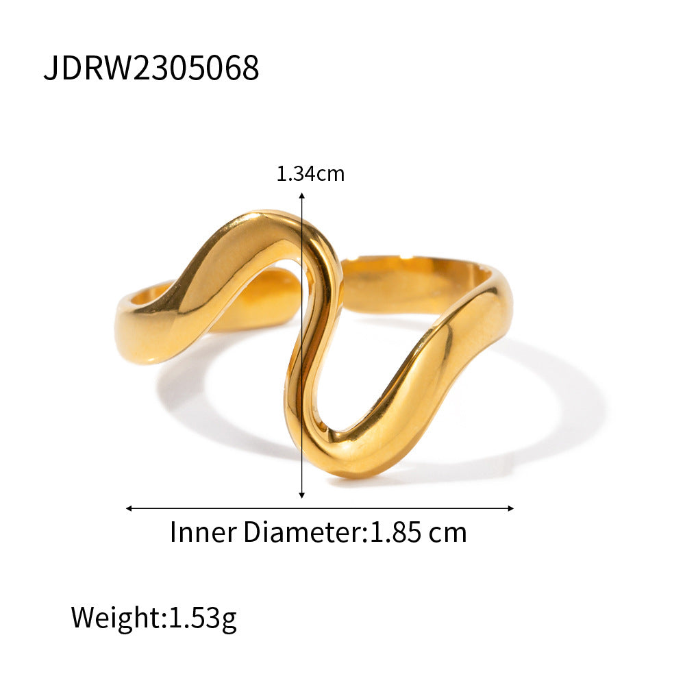 Open Ring Titanium Steel Female 18K Gold Plated Ring Design Niche Accessories Female