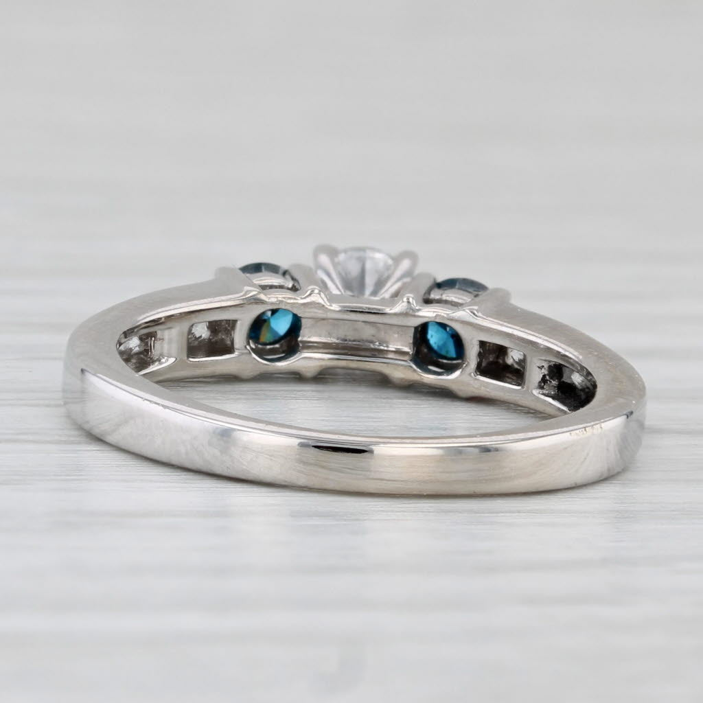 0.69ctw Round White Blue Diamond Engagement Ring 10k White Gold Size 5.75