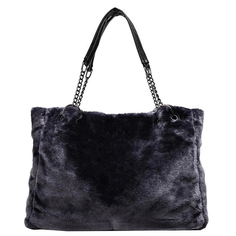 Autumn New Plush Women's Bag Handbag Fashion Plush Big Bag Women's Shoulder Bag Simple Bag