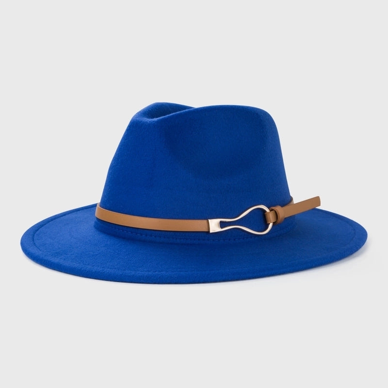 Retro Woolen Hats Men's Belt Hat Simple Big Brim Jazz Hat