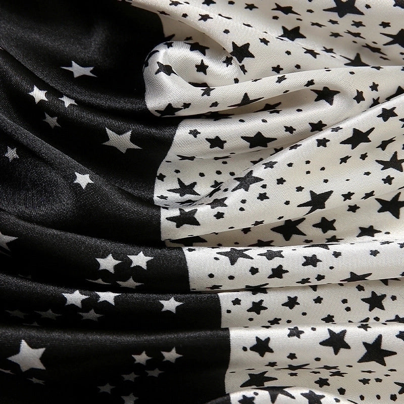 Women's Sweet Color Block Star Butterfly Satin Printing Silk Scarves