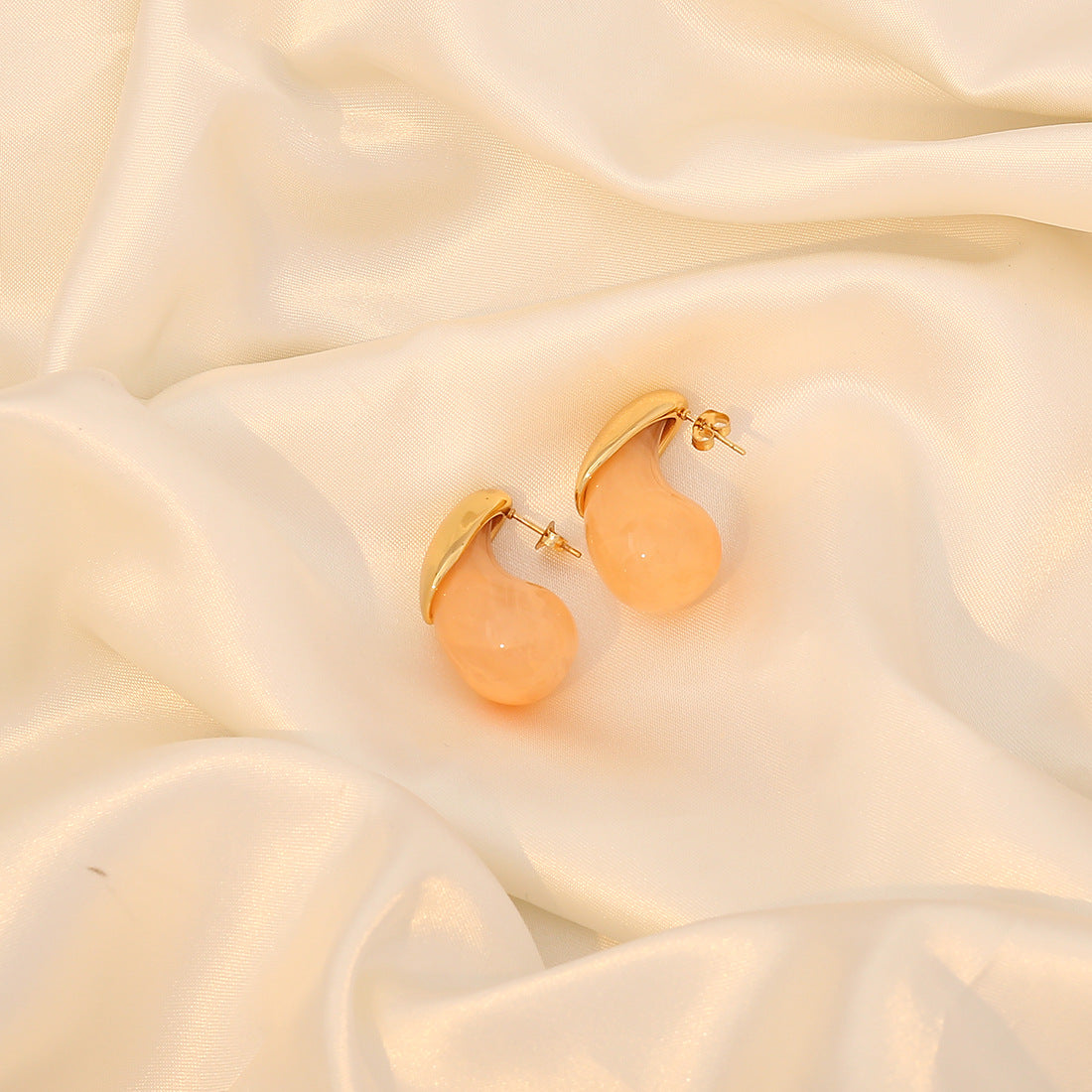 Fashion Droplet Stainless Steel Electroplating Stud Earrings