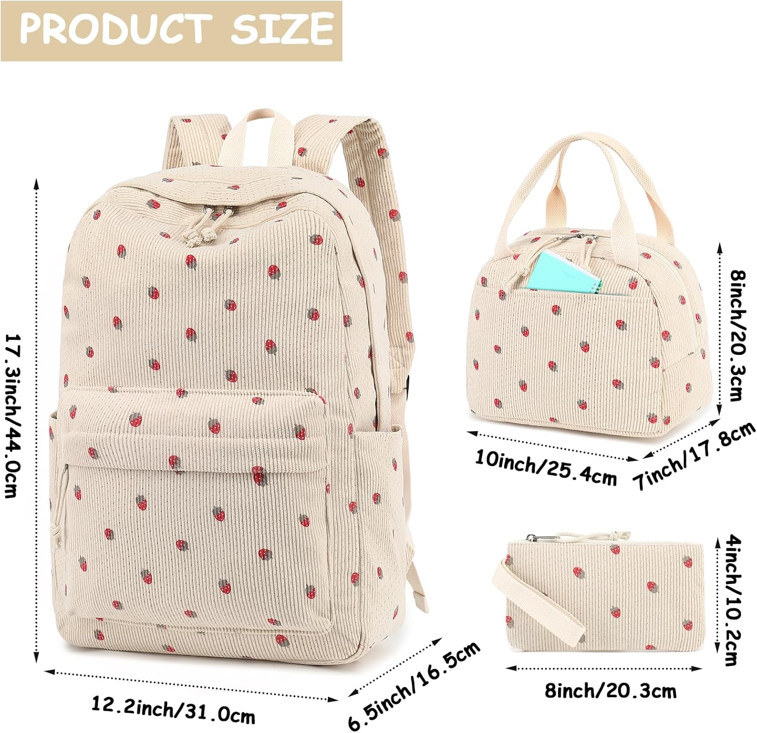Bluboon School Backpack Teens Girls Boys Kids School Book Bags with Lunch Box Pencil Bag