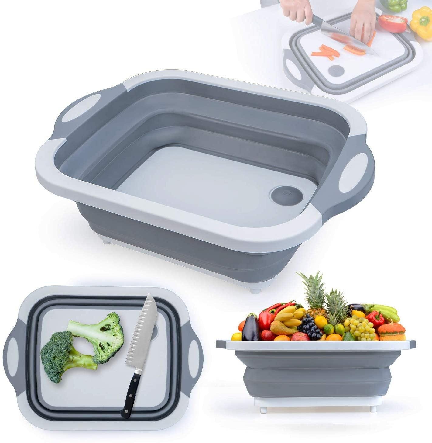 Foldable Multi-Function Chopping Board With Drainer