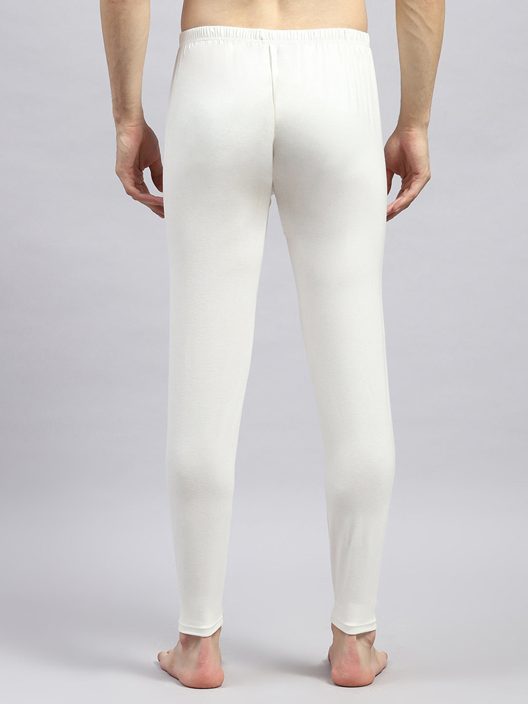 Men White Solid Regular Fit Lower