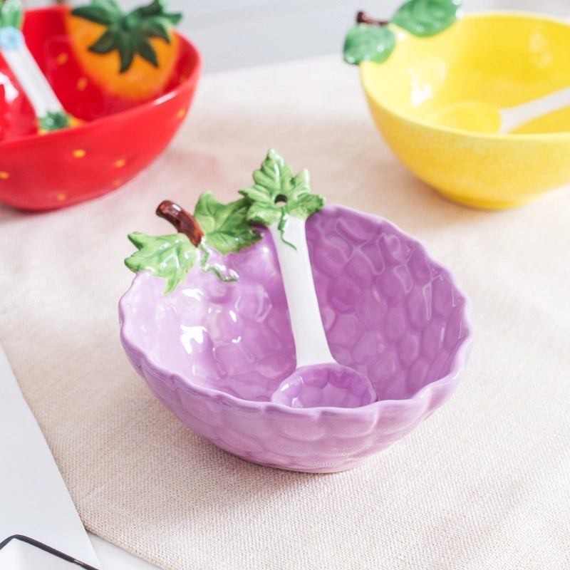 Creative Ceramic Bowl Fruit Bowl Vegetable Salad Bowl Children's Bowl Student Bowl Dessert Bowl Household Tableware