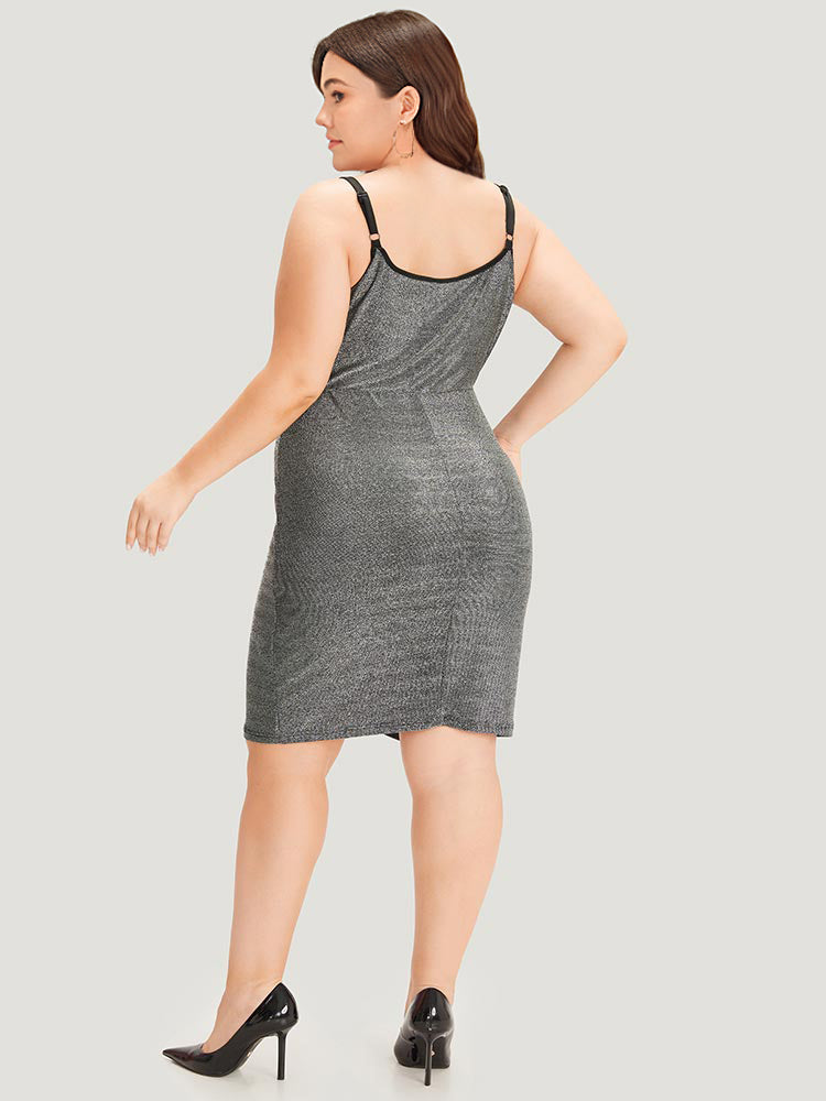 Plain Pleated Detail Wrap Hem Cami Dress