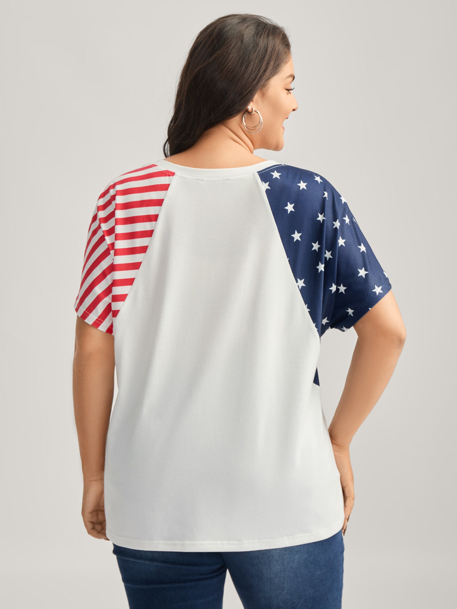 American Flag Print V-Neck T-Shirt