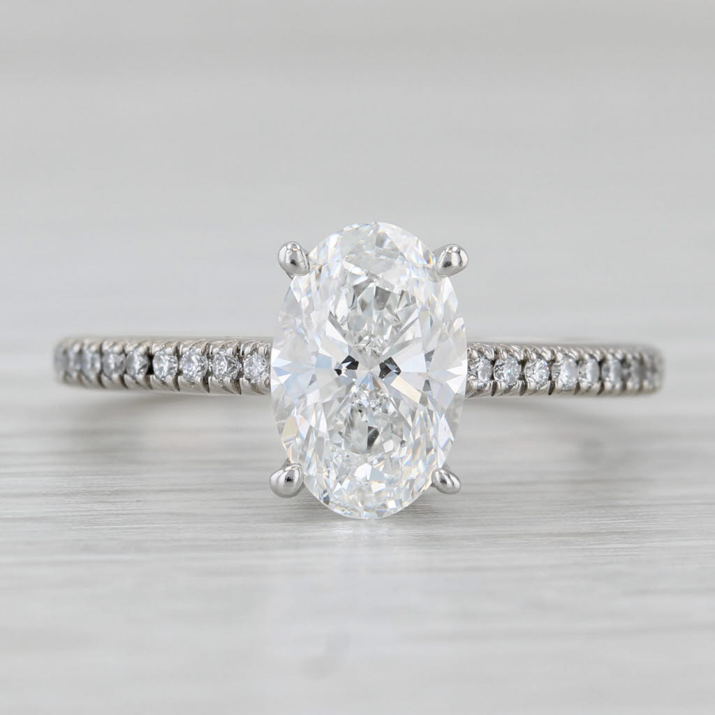 Lab Grown Oval Diamond Engagement Ring 18k White Gold Size 7 IGI 2.32ctw