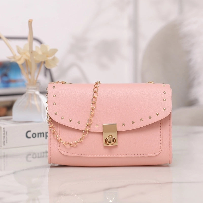 Women's Small Pu Leather Solid Color Fashion Square Flip Cover Crossbody Bag