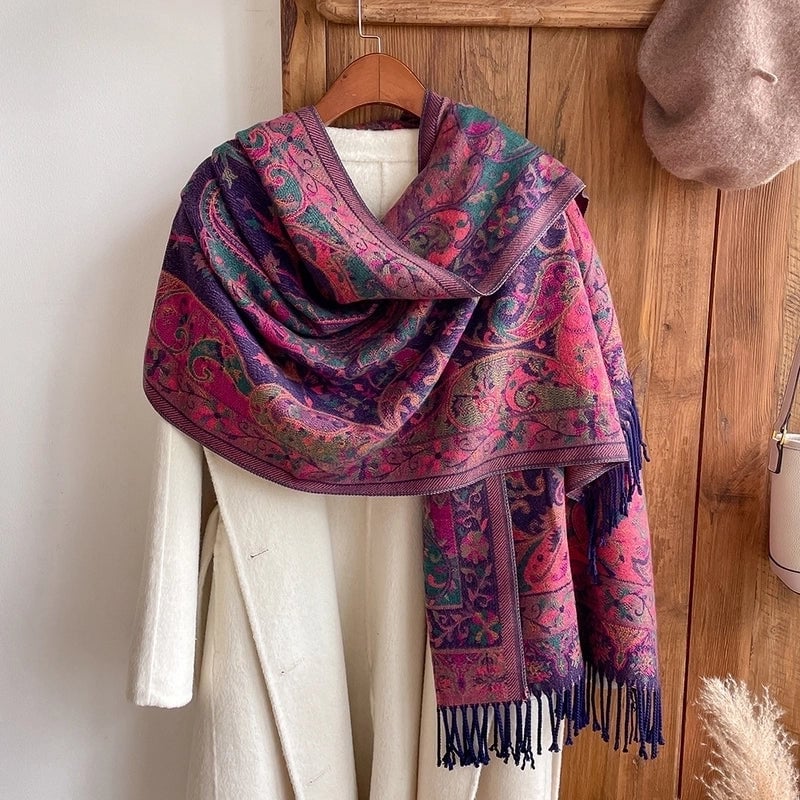 Women's Retro Ethnic Style Color Block Imitation Cashmere Printing Scarf