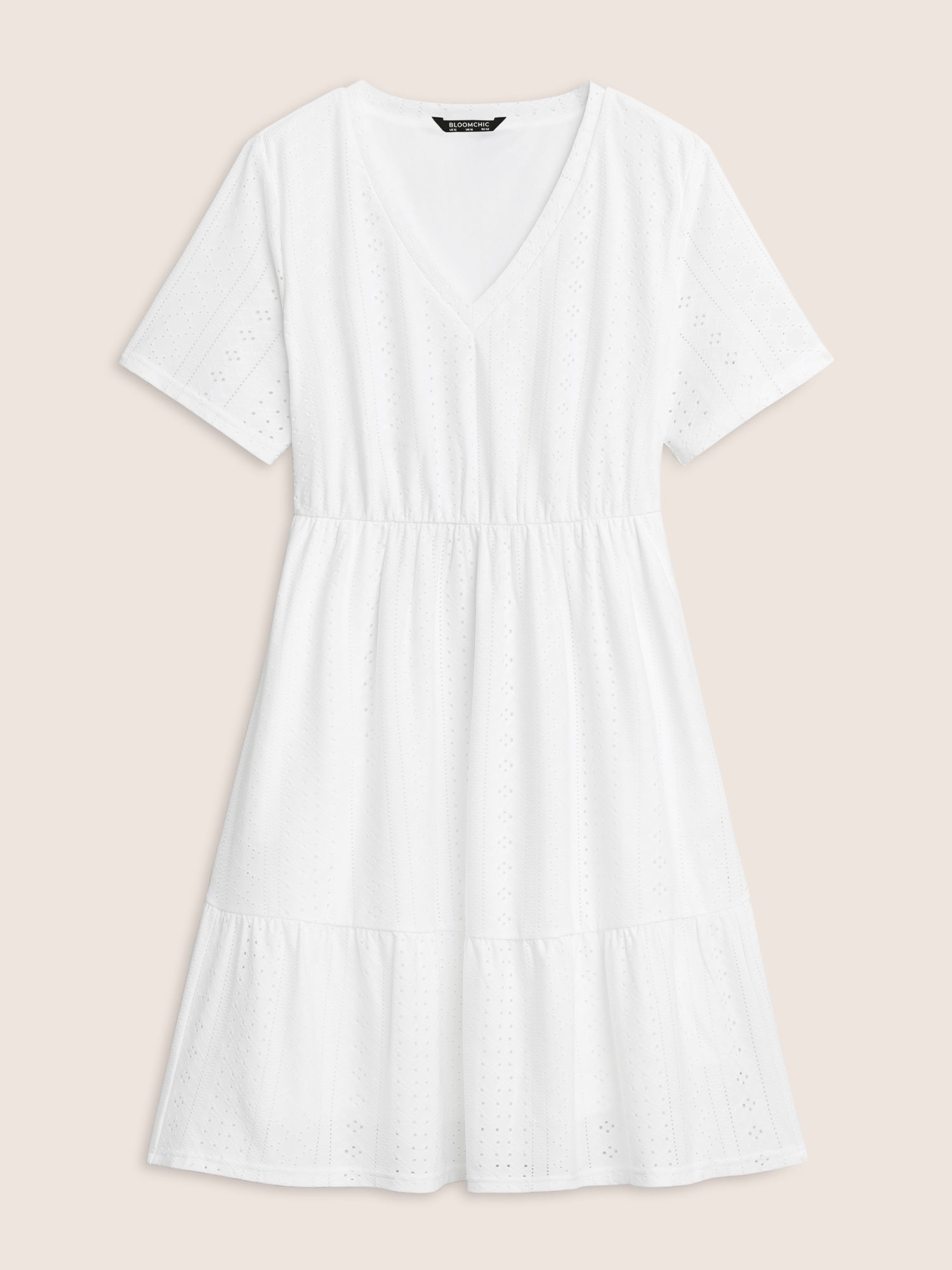 Plain Broderie Anglaise Elastic Waist Dress