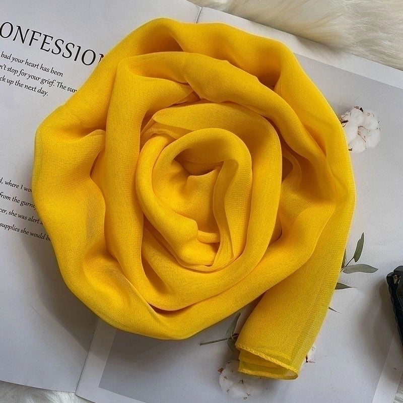 Women's Basic Lady Solid Color Georgette Silk Scarf