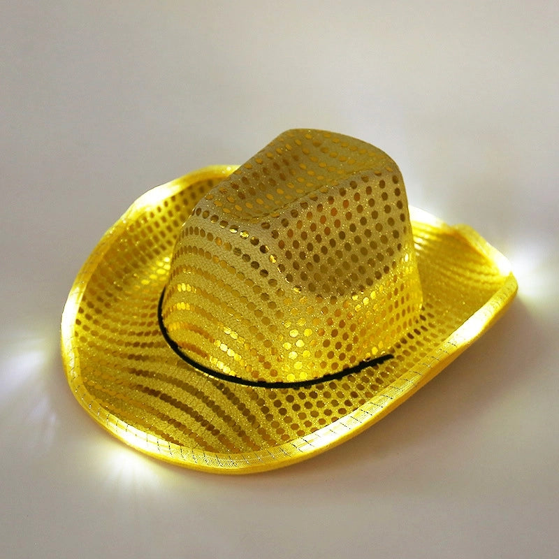 Spring New Sequined Luminous LED Jazz Hat Music Carnival Festival Banquet Party Hat Fashion