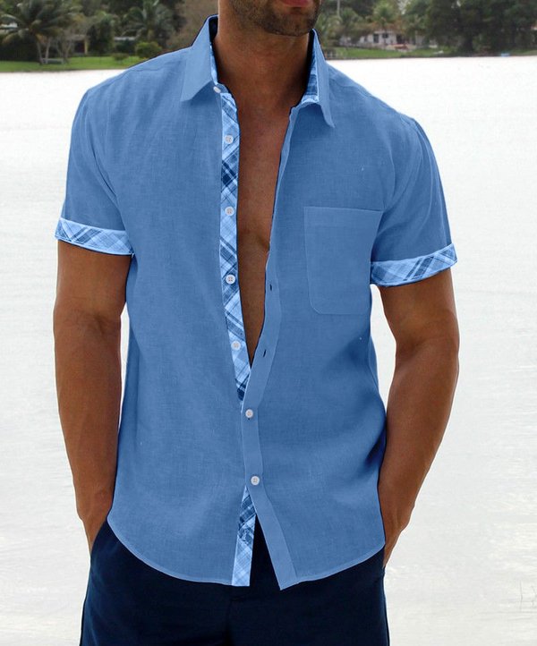 Men's Casual Plaid Collar Button Shirt