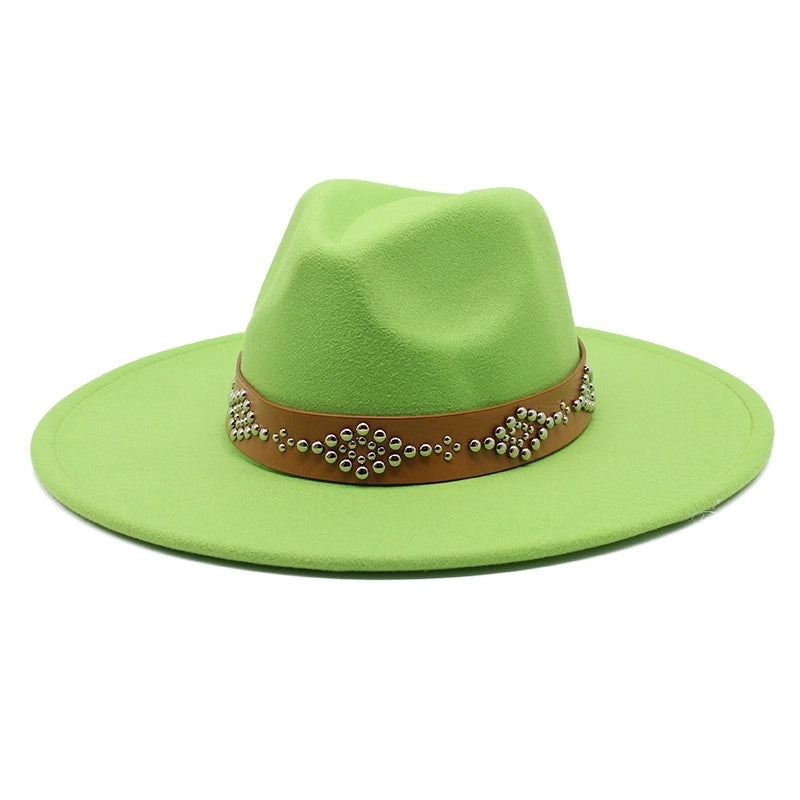 Autumn And Winter Wool Big Brim Jazz Hat Men's And Women's Fashion Casual 9.5cm Big Edge Jazz Hat Felt Hat